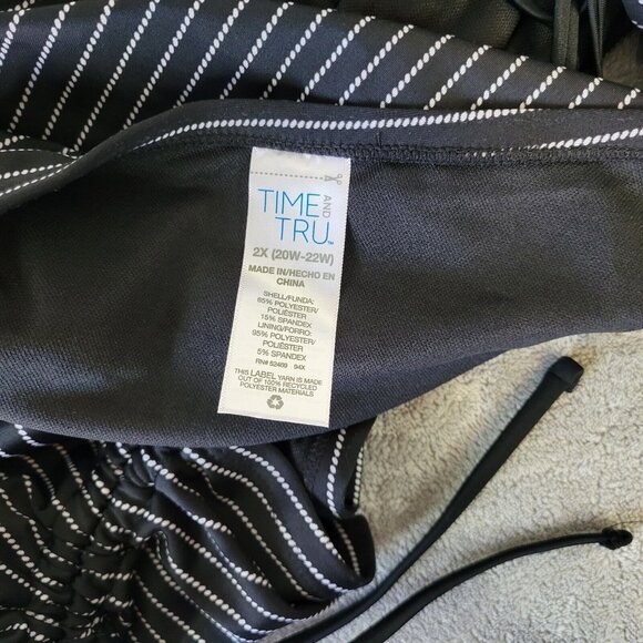 Time Tru Womens Bikini Bottom 2X 20W 22W Plus Swimwear Black Stripe STR33E - Picture 9 of 10